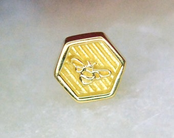 18k Yellow Gold Threadless Bee Hexagon End - Anatometal