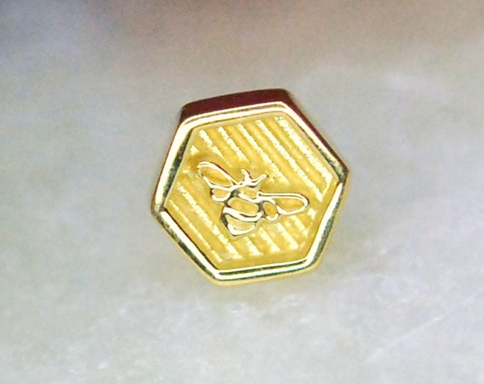 Anatometal 18k Yellow Gold Threadless Bee Hexagon End