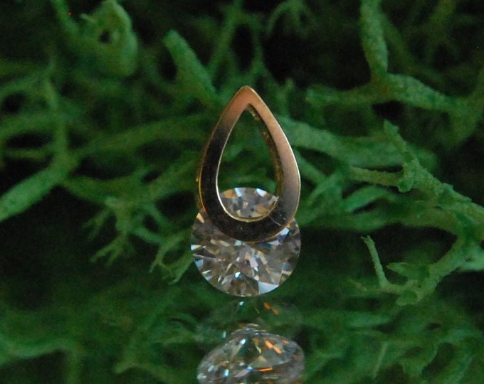 Solid 14k Yellow Gold Clara Threadless End - Crystal CZ - Cubic Zirconia