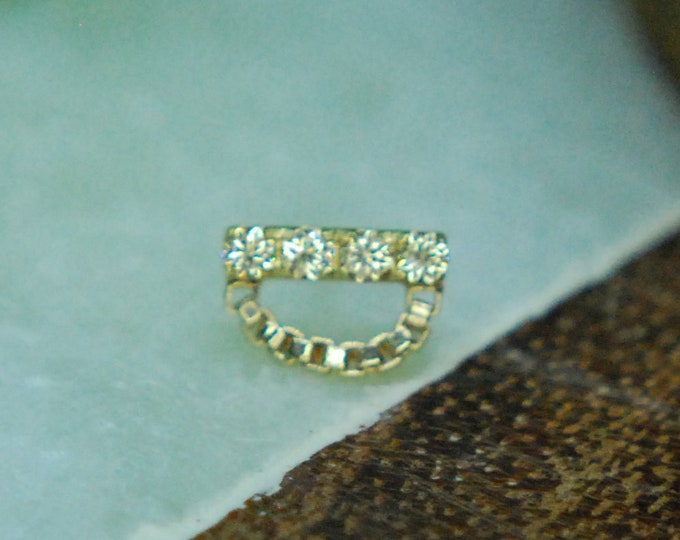 Anatometal 18k Yellow Gold Threadless Gem Bar with Box Chain End - push Fit
