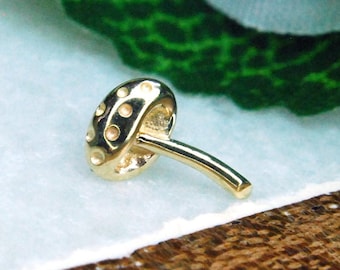 14k Solid Yellow Gold "Dotty" Mushroom Threadless ( Push-fit) end - Junipurr