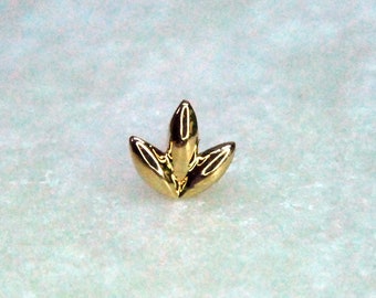 Junipurr 14k Gold "Dr Bloom" Threadless End, Floral, Leaves, triple, decorative - Yellow, White, Rose