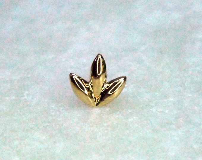 Junipurr 14k Gold "Dr Bloom" Threadless End, Floral, Leaves, triple, decorative - Yellow, White, Rose