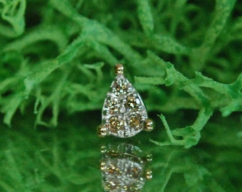 Solid 14k Yellow Gold and Diamond Threadless End - Enola - Genuine Diamonds