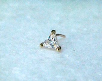 14kt Yellow or White Gold Triangle Gem Threadless End
