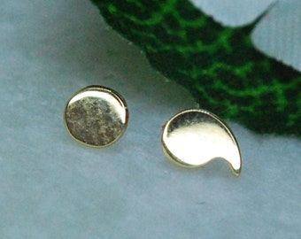 Junipurr 14k Solid Gold Semicolon Threadless End Set - Body Jewellery, pair - Disc and Comma