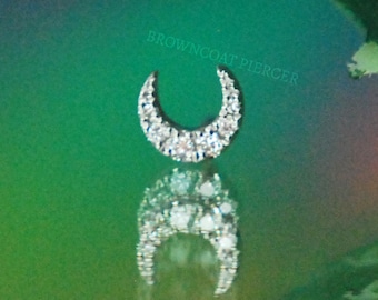 14k White Gold & Diamond "Ayla"  threadless attachment - Moon