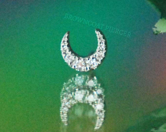 14k White Gold & Diamond "Ayla"  threadless attachment - Moon