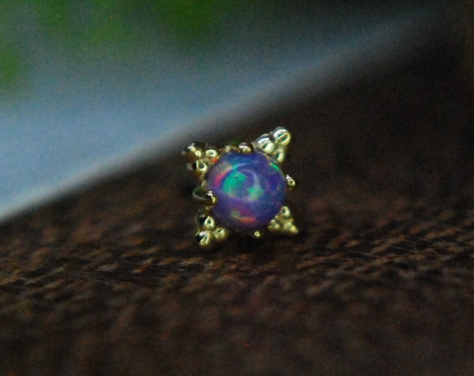 Anatometal 18k Yellow Gold Threadless Zia End - Cabochon Light Purple Opal  -  push Fit  2mm