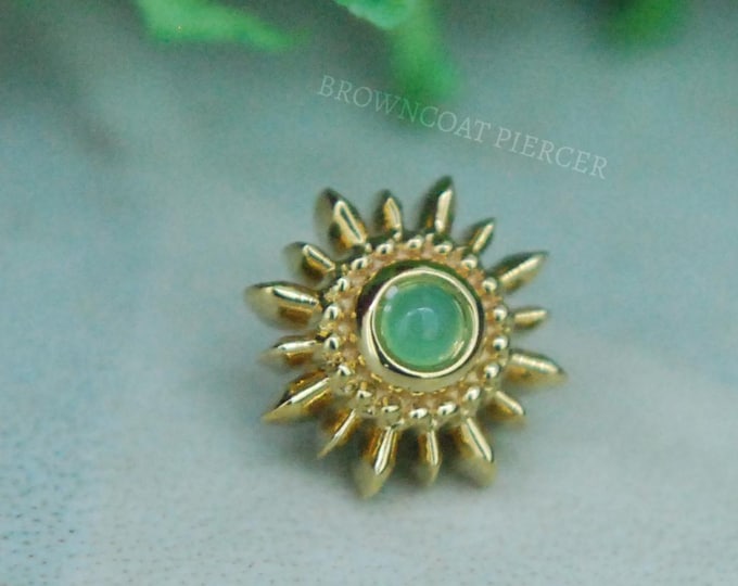 BVLA - 14k Yellow Gold "Mini Compass"  6mm Internally Threaded attachment - Chrysoprase - 1.2mm / 16ga