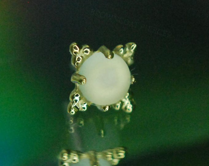 18k Yellow Gold Threadless Zia End - Genuine Sandblasted Moonstone Cabochon -  push Fit - Anatometal