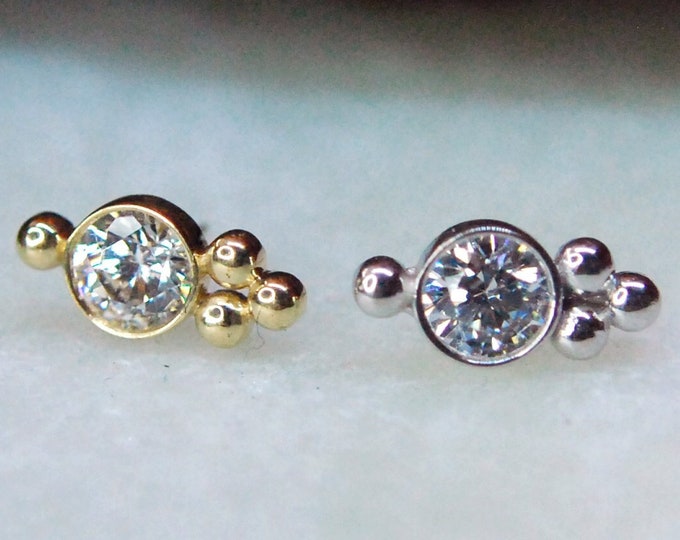 Tish Lyon 14kt Gold Caeli Threadless End with CZ - White or Yellow Gold
