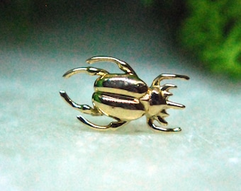 Solid 14k Gold Rhino Beetle Threadless End - Junipurr - Push fit body piercing