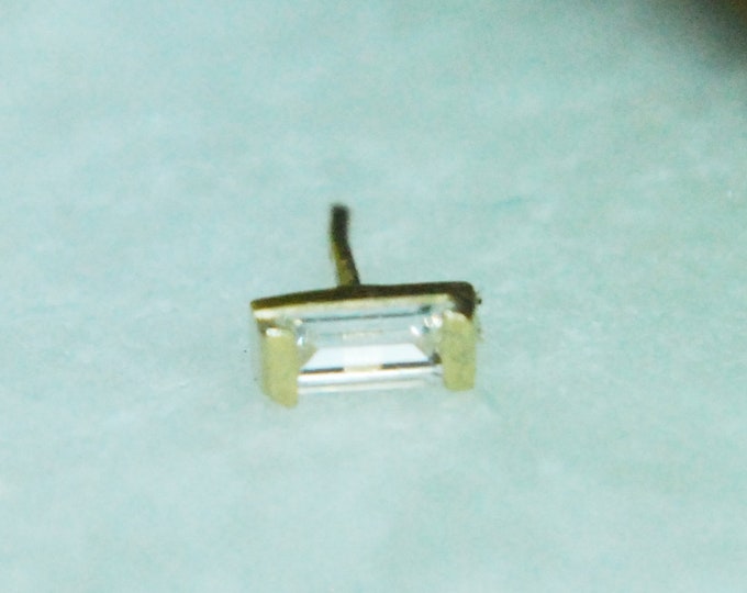 14kt Yellow or White Gold Rectangle CZ Gem Threadless End - Push Fit Attachment, Cubic Zirconia, Baguette, Tish Lyon