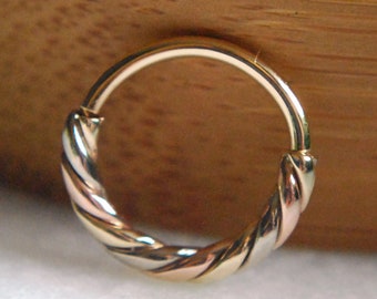 14kt Solid Gold Twisted Seam Ring  - Rose, White, Yellow
