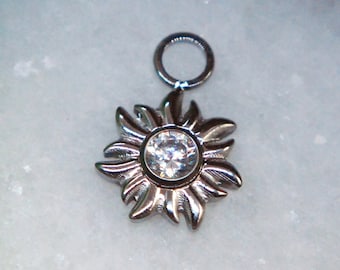 Titanium 'Flower'  CZ Piercing Charm - Sun