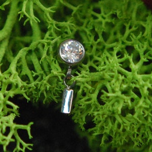 Titanium Threadless CZ Dangle End - Implant Grade Titanium - Push Fit