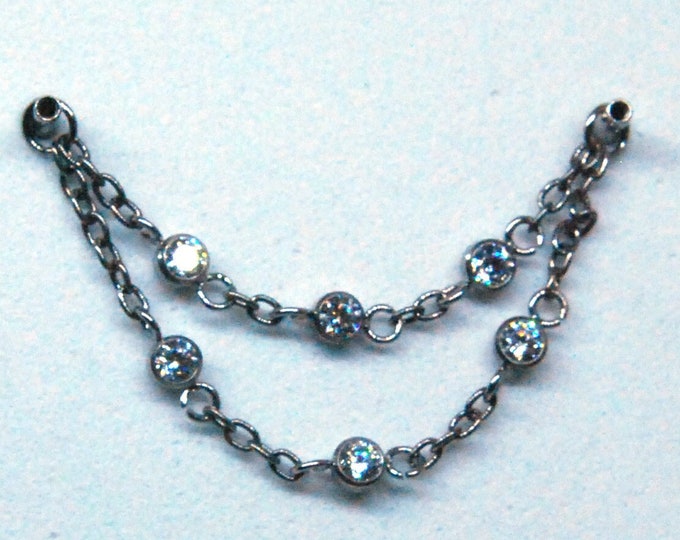 Titanium Piercing Chain - '  Double Constellation ' - Decorative - Accessory - Double Chain, Cubic Zirconia, CZ