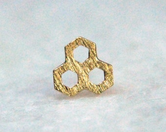 Tish Lyon 14kt Yellow or White Gold Honeycomb Bee Threadless End