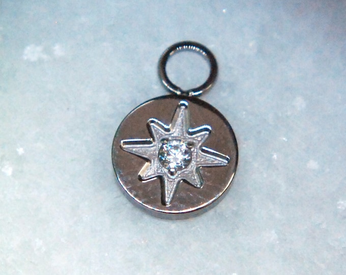 Titanium Gemmed Star CZ Piercing Charm