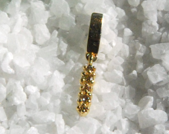 Solid 14k Yellow Gold and Diamond Threadless End - Dangle - Genuine Diamonds - push fit - bar