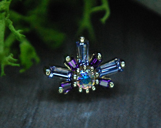 BVLA - 14k Yellow Gold "Half Mininova"  8mm Internally Threaded attachment -Tanzanite, Amethyst, Mercury Mist Topaz - 1.2mm / 16ga