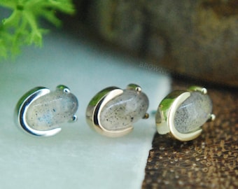 Solid 14k Gold Atlas Threadless End - Junipurr - Labradorite, push fit, oval, Pop fit, attachmetn