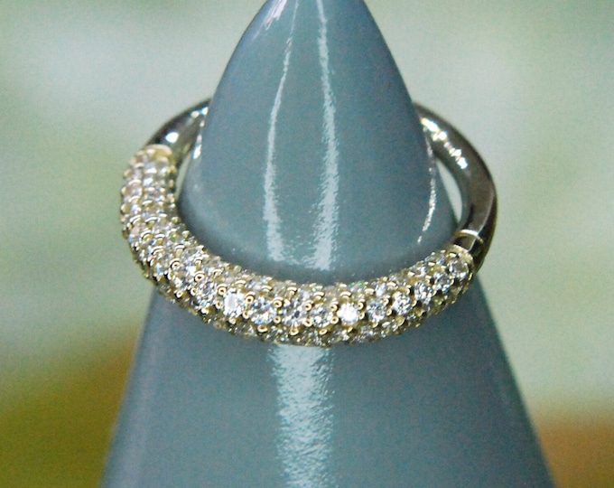 JUNIPURR Solid 14k Gold and Cubic Zirconia OPULENCE Ring - Clicker - hinged - OVER 100 Crystal Gems