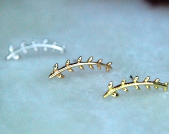 Solid 14k Gold Florence Threadless End - Junipurr -  Rose, White, or Yellow, Floral, leaf, fern