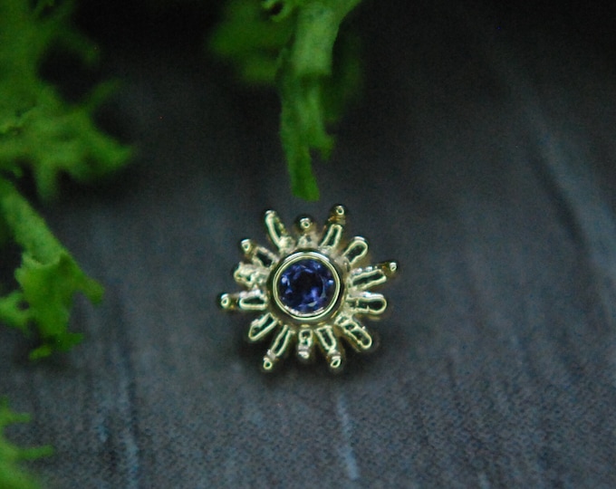 BVLA - 14k Yellow Gold "Sunray"  Internally Threaded attachment - Iolite - 1.2mm / 16ga