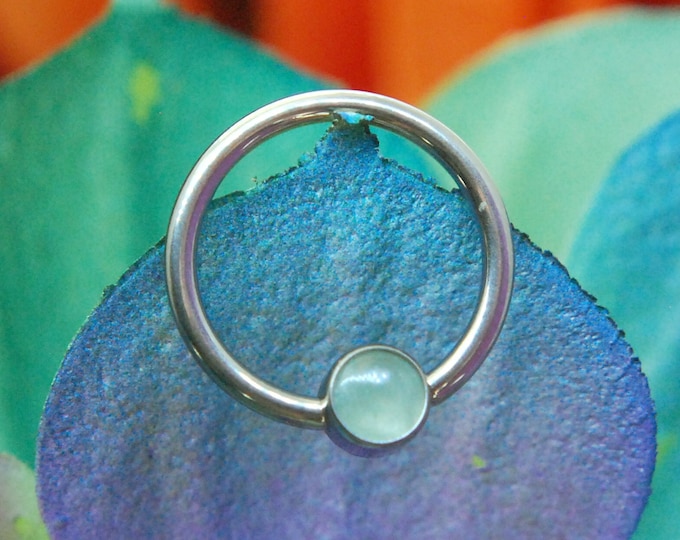 Titanium BCR - Natural Jade - Captive Bead Rings, Green, Ball Closure Ring