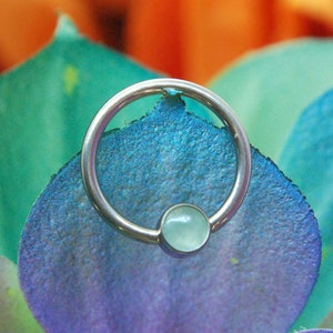 Titanium BCR - Natural Jade - Captive Bead Rings, Green, Ball Closure Ring