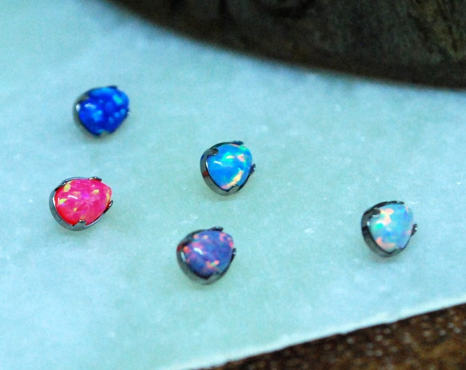 Internally Threaded Titanium Opal Teardrop attachments, Body Jewellery. Colour Options 16ga, 1.2mm