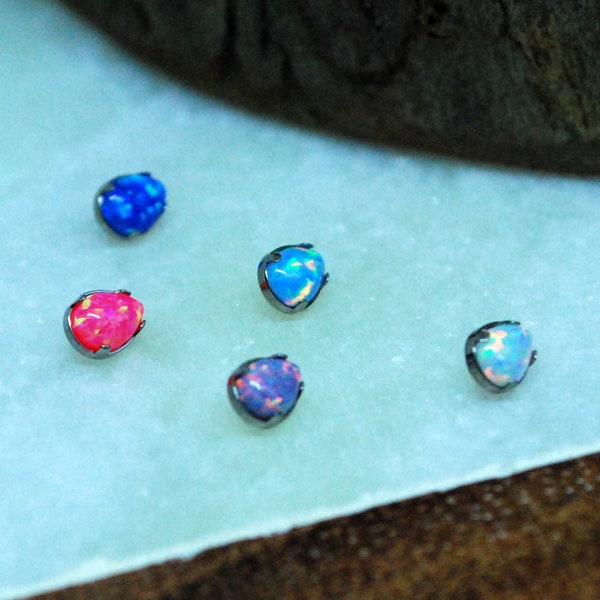 Internally Threaded Titanium Opal Teardrop attachments, Body Jewellery. Colour Options 16ga, 1.2mm