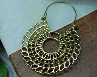 Circular Brass Decorative Earrings - Hoop, decorative PAIR
