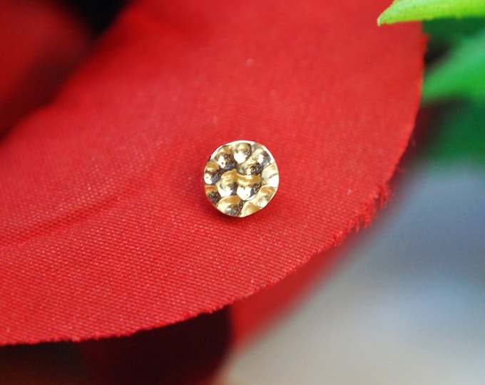 JUNIPURR 14k Gold Hammered Disk Threadless End 4mm, 3mm, 2.5mm