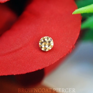 JUNIPURR Disco martellato in oro 14k, estremità senza filettatura, 4 mm, 3 mm, 2,5 mm