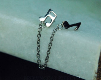 Implant Grade Titanium Double Music Note Threadless Body Jewellery - push fit, chain, dangle