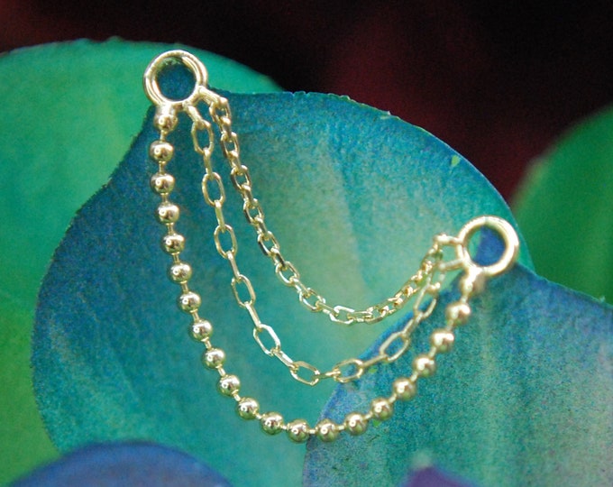 Junipurr 14kt Yellow Gold Quinn Chain - Triple Chain - Decorative - Rolo, Beaded