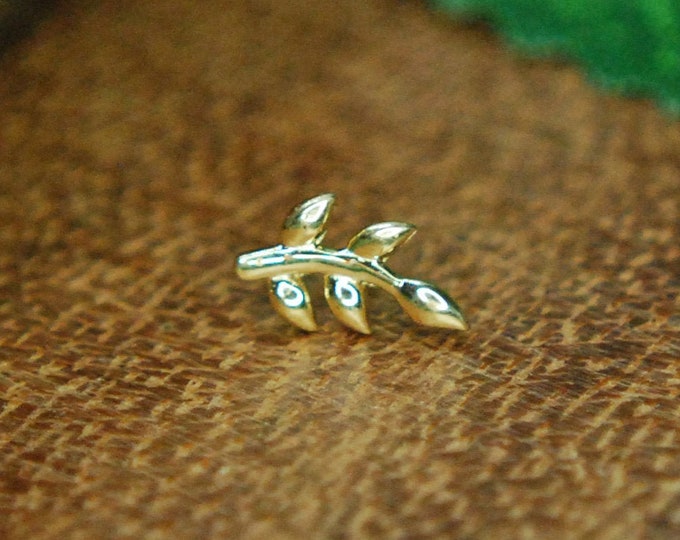 Tish Lyon 14kt Yellow, Rose, or White Gold Leaf Threadless End