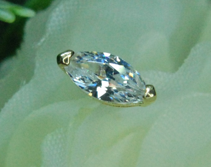 14kt Yellow or White Gold Marquise Threadless End - CZ, Cubic Zirconia, Push Fit Attachment, Single Marquise, Tish Lyon