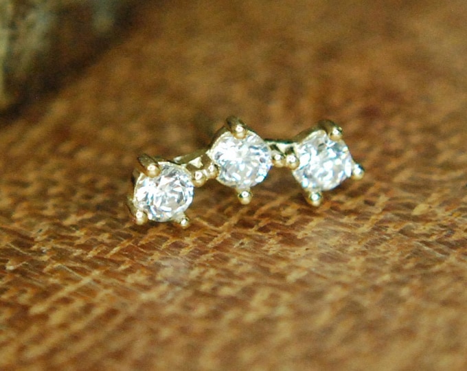 Tish Lyon 14kt Yellow, Rose, or White Gold Triple Gem Threadless End