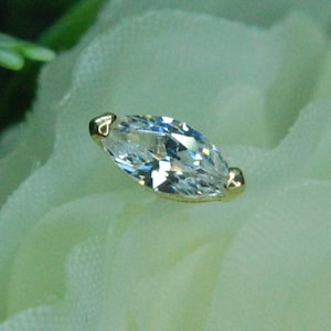 14kt Yellow or White Gold Marquise Threadless End - CZ, Cubic Zirconia, Push Fit Attachment, Single Marquise, Tish Lyon