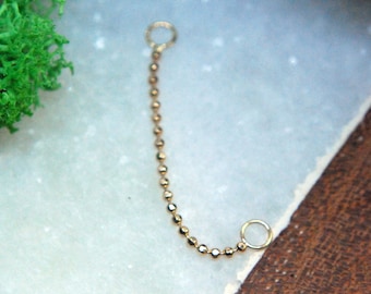 Tish Lyon 14kt Yellow Gold Beaded Chain - Decorative - 25mm or 35mm - piercing accessory, body piercing, ear curation