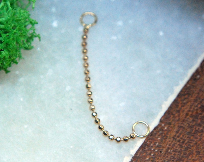 Tish Lyon 14kt Yellow Gold Beaded Chain - Decorative - 25mm or 35mm - piercing accessory, body piercing, ear curation