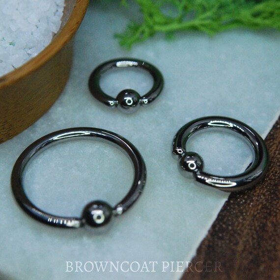 Large Gauge - Titanium BCR - Ball Closure Ring / CBR Captive Bead Ring - 12g / 10g / 8g