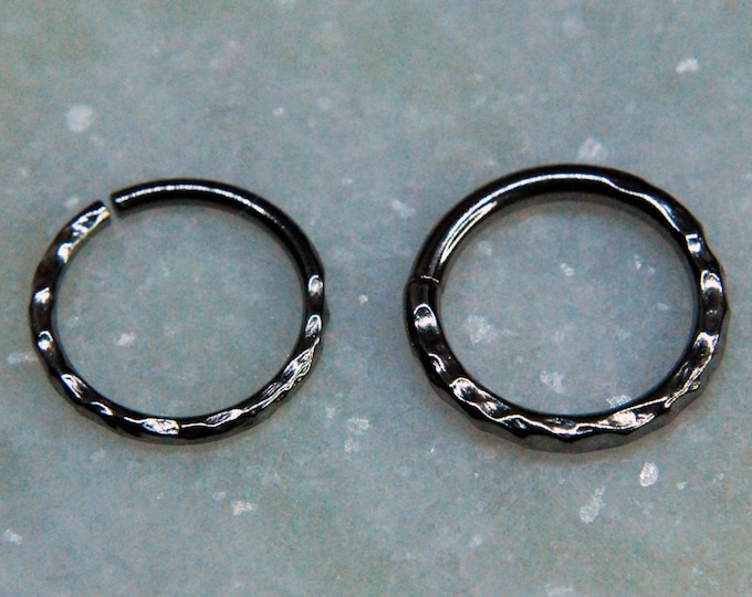 Hammered Niobium Seam Rings - Septum, Daith, Nostril, Etc