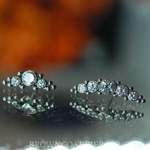 Titan Threadless Couture End - CZ Edelsteine - Implant Grade Titan - 3 Edelstein oder 5 Edelstein, Kubikzirkonia
