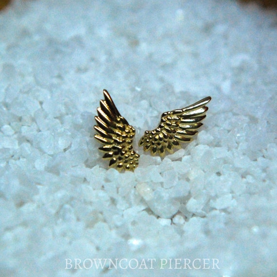 JUNIPURR Solid 14k Gold Icarus Threadless End, Wing