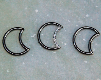 Titanium Daith Crescent Moon - Gemmed or Plain options - Implant Grade Clicker Ring